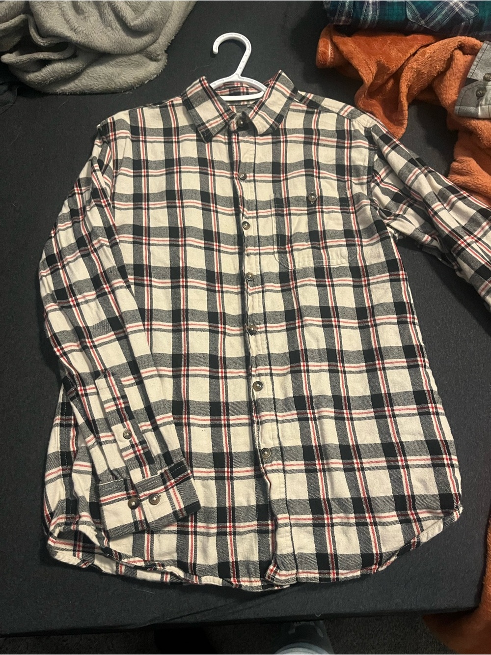 Black & Cream Plaid Button-Down Shirt